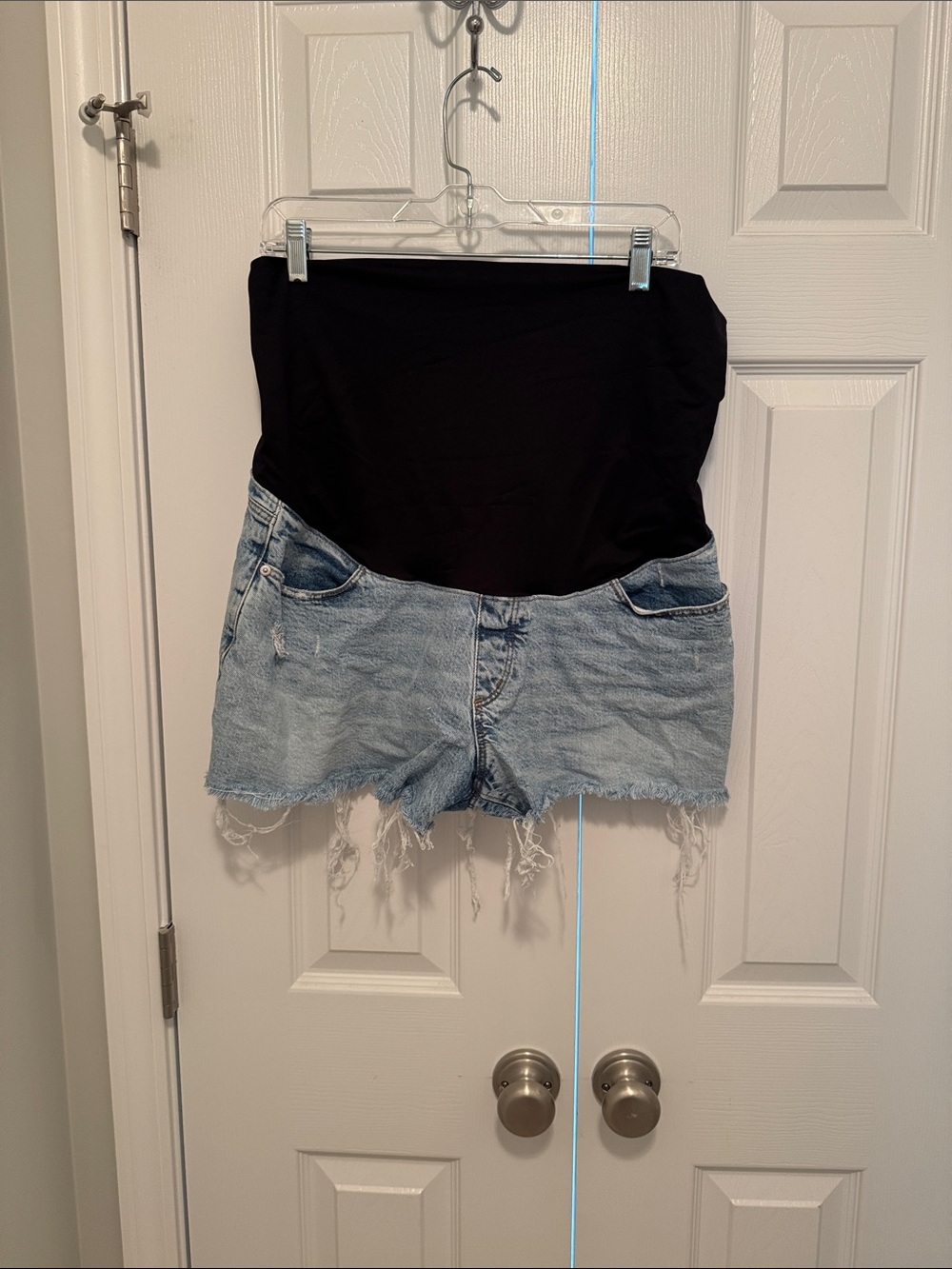 Maternity Denim Shorts with Black Overband